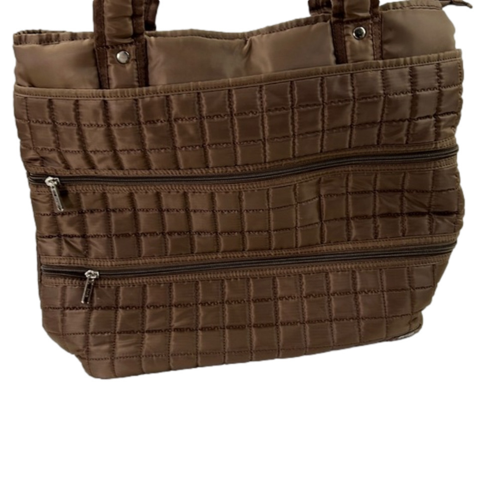 Lug "Taxicab Tote" Quilted Travel Bag in Mocha Brown